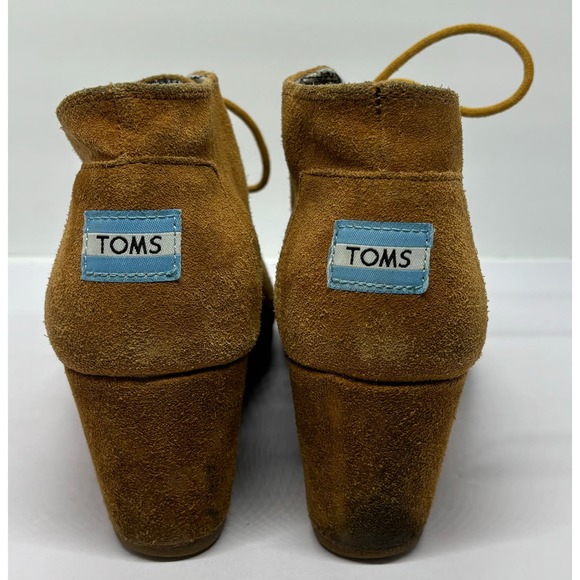 Toms Desert Wedge Lace Up Booties Size 9 Chestnut Brown - Picture 5 of 7